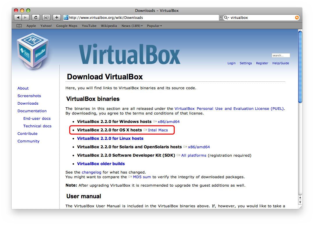 How to download virtualbox for mac