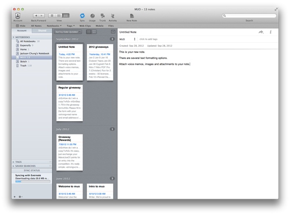 does evernote support handwritten notes mac