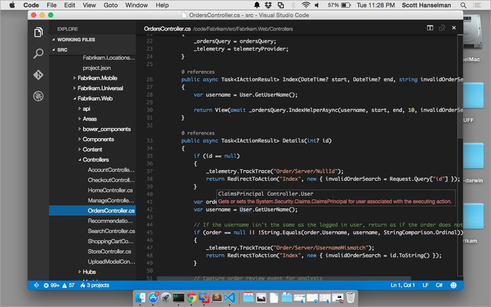 use c# in visual studio code for mac