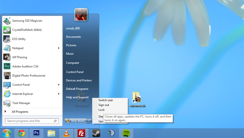 pulsante del menu di avvio per scaricare Windows 8