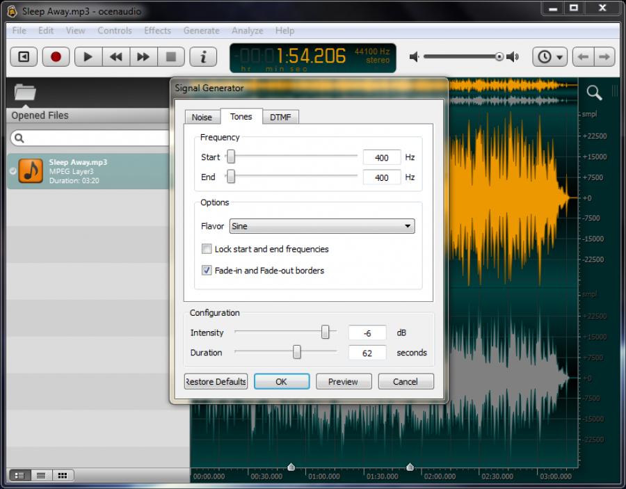 how to combine two audio clips in ocenaudio